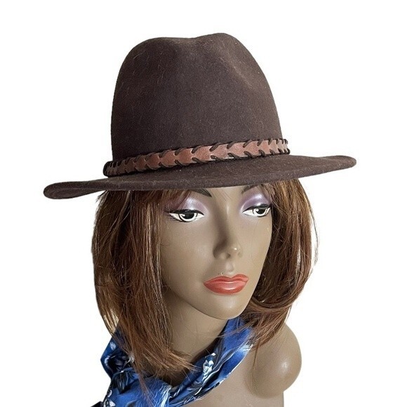 LUCKY BRAND Brown Wool Hat Fedora Outback UNISEX - Picture 1 of 8